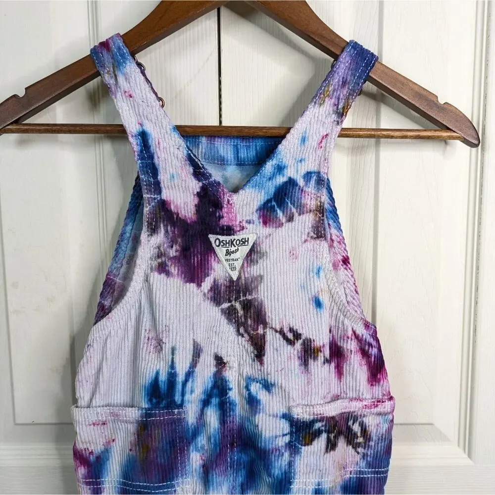 OshKosh B'Gosh Vestbak Tie Dye Corduroy Overalls Bib 5T Youth Vintage Playcore